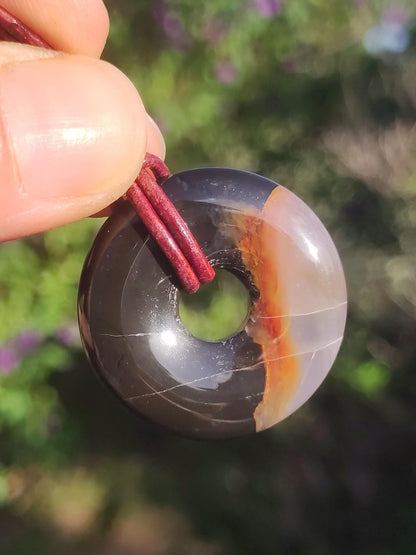 Achat black schwarz 30mm - Edelstein Donut Kette Mann Frau Vater Mutter Tochter Freund Heilstein Glück Schmuck Hippie Natur Rarität Geschenk - Art of Nature Berlin