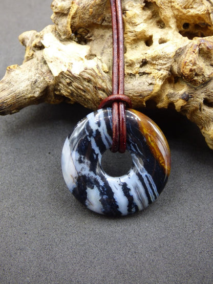 Achat black schwarz 30mm - Edelstein Donut Kette Mann Frau Vater Mutter Tochter Freund Heilstein Glück Schmuck Hippie Natur Rarität Geschenk - Art of Nature Berlin