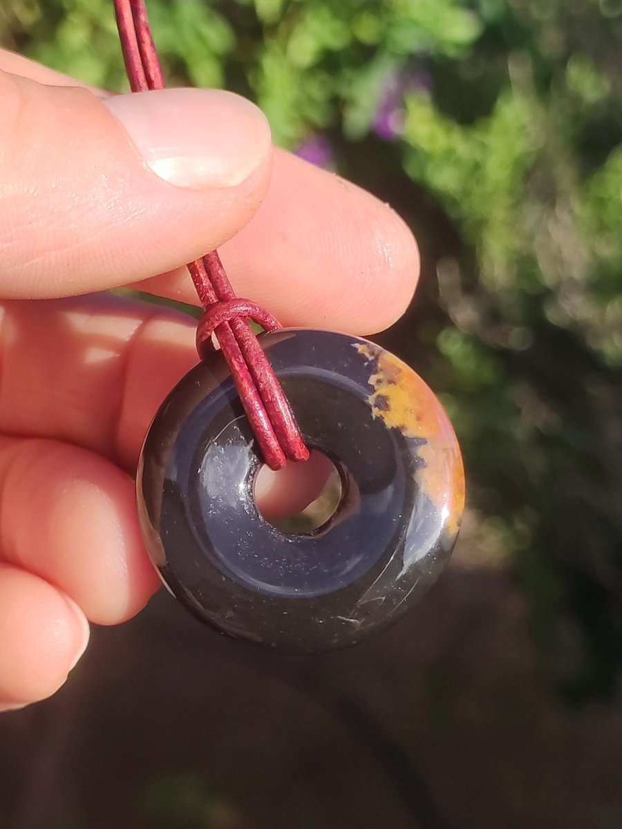 Achat black schwarz 30mm - Edelstein Donut Kette Mann Frau Vater Mutter Tochter Freund Heilstein Glück Schmuck Hippie Natur Rarität Geschenk - Art of Nature Berlin