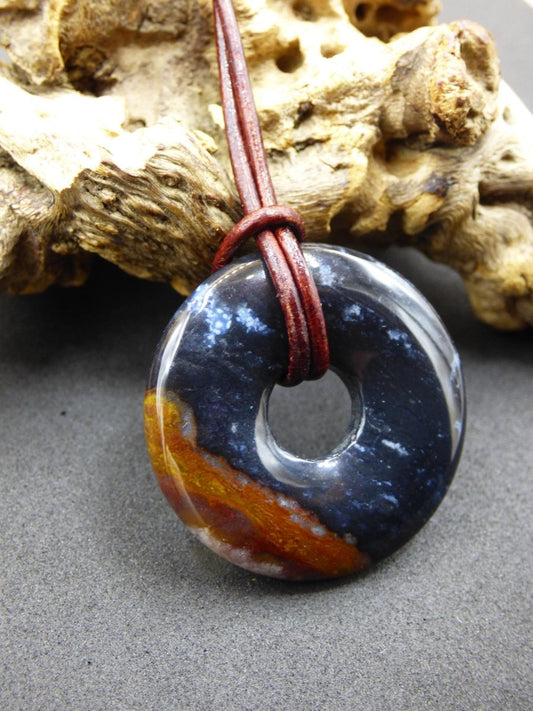 Achat black schwarz 30mm - Edelstein Donut Kette Mann Frau Vater Mutter Tochter Freund Heilstein Glück Schmuck Hippie Natur Rarität Geschenk - Art of Nature Berlin