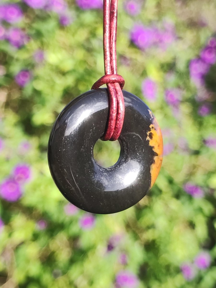 Achat black schwarz 30mm - Edelstein Donut Kette Mann Frau Vater Mutter Tochter Freund Heilstein Glück Schmuck Hippie Natur Rarität Geschenk - Art of Nature Berlin