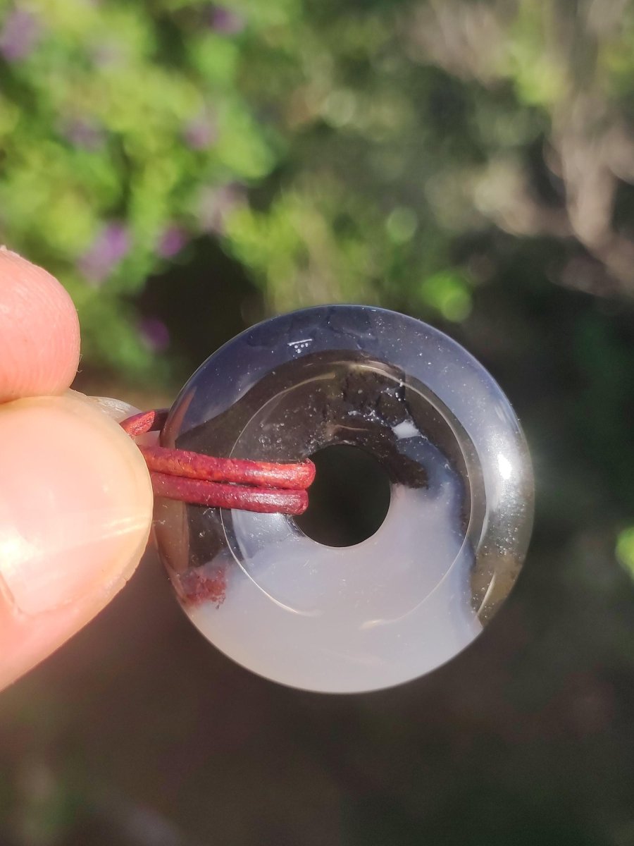 Achat black schwarz 30mm - Edelstein Donut Kette Mann Frau Vater Mutter Tochter Freund Heilstein Glück Schmuck Hippie Natur Rarität Geschenk - Art of Nature Berlin