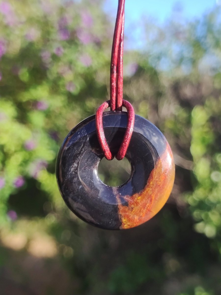 Achat black schwarz 30mm - Edelstein Donut Kette Mann Frau Vater Mutter Tochter Freund Heilstein Glück Schmuck Hippie Natur Rarität Geschenk - Art of Nature Berlin