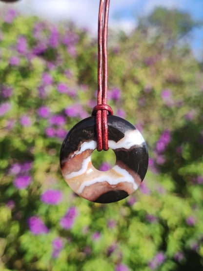 Achat black schwarz 30mm - Edelstein Donut Kette Mann Frau Vater Mutter Tochter Freund Heilstein Glück Schmuck Hippie Natur Rarität Geschenk - Art of Nature Berlin