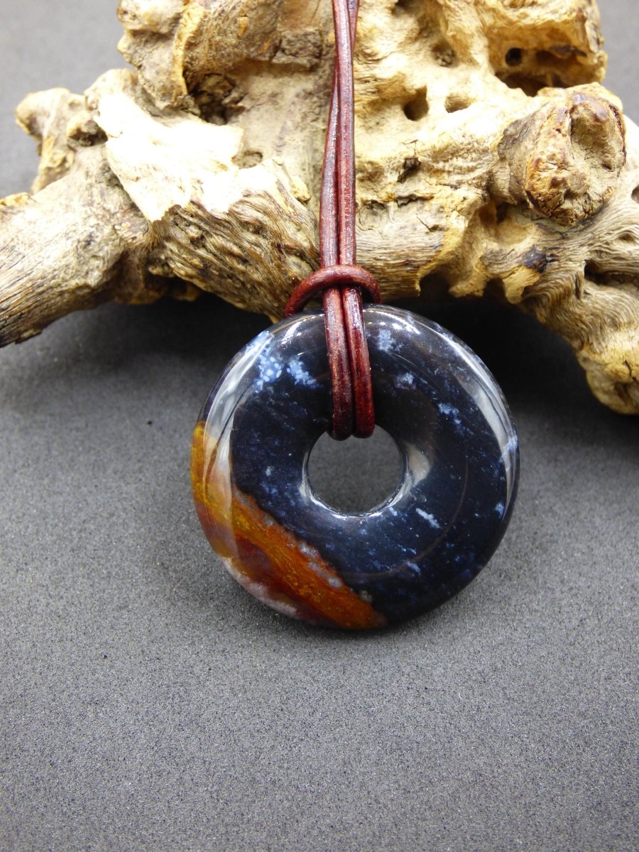 Achat black schwarz 30mm - Edelstein Donut Kette Mann Frau Vater Mutter Tochter Freund Heilstein Glück Schmuck Hippie Natur Rarität Geschenk - Art of Nature Berlin