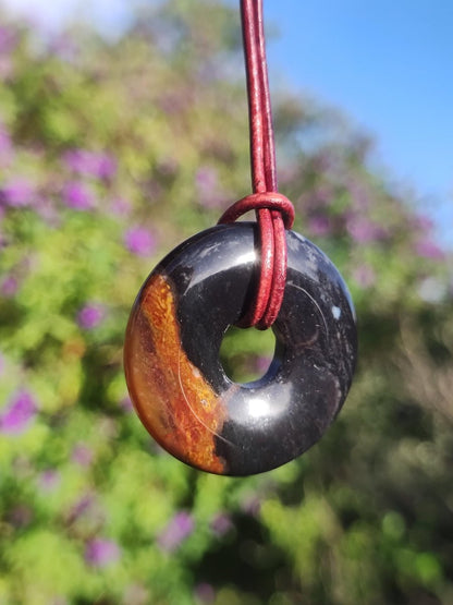 Achat black schwarz 30mm - Edelstein Donut Kette Mann Frau Vater Mutter Tochter Freund Heilstein Glück Schmuck Hippie Natur Rarität Geschenk - Art of Nature Berlin
