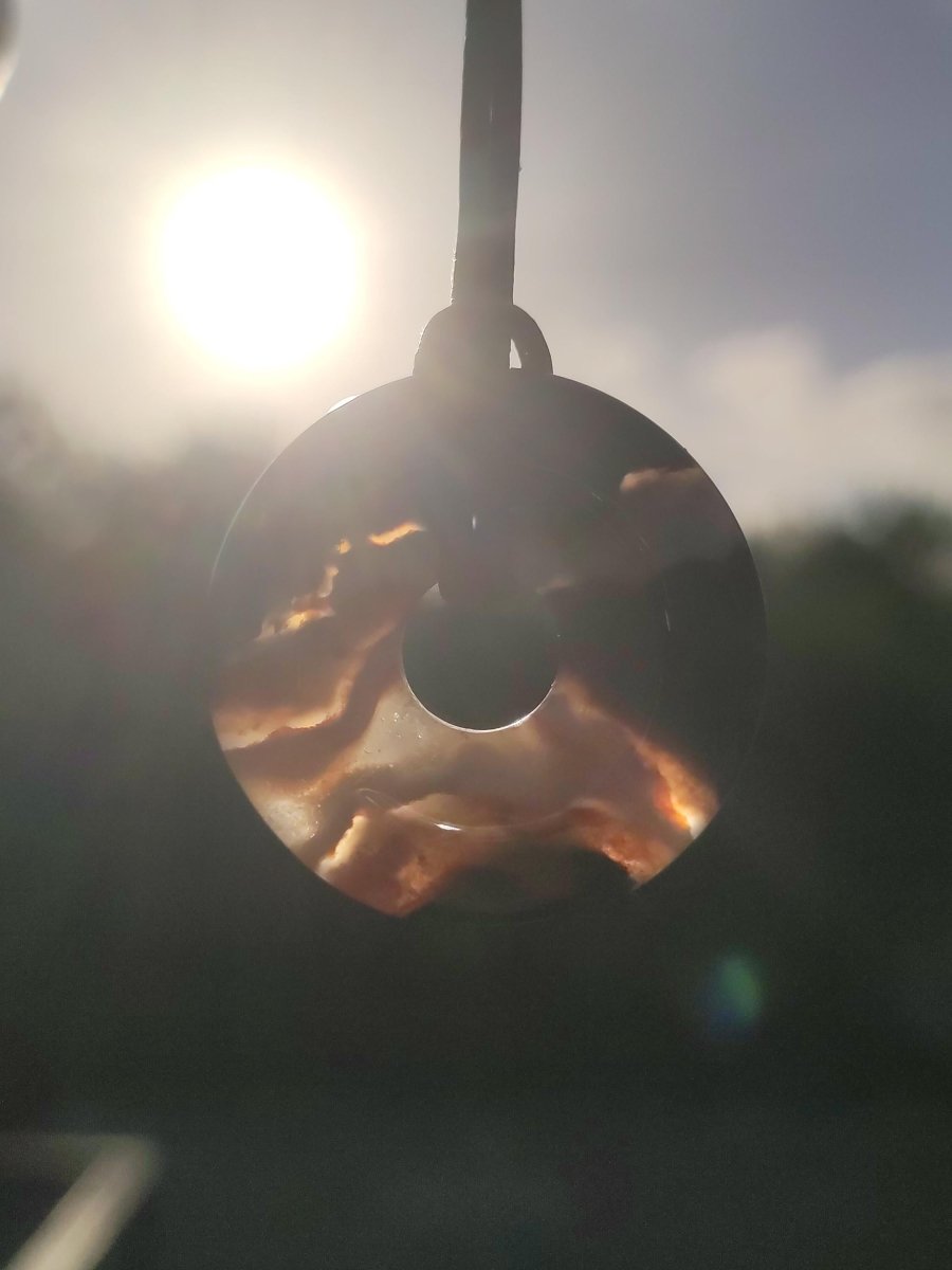 Achat black schwarz 30mm - Edelstein Donut Kette Mann Frau Vater Mutter Tochter Freund Heilstein Glück Schmuck Hippie Natur Rarität Geschenk - Art of Nature Berlin