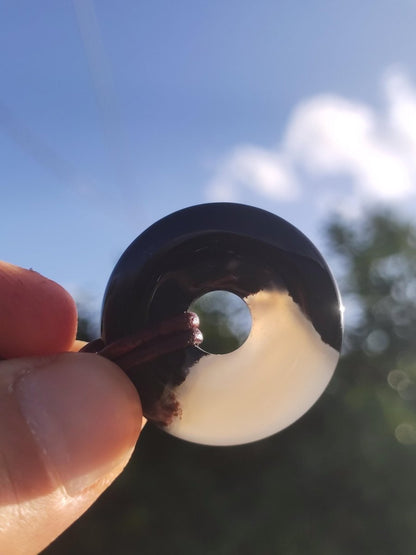 Achat black schwarz 30mm - Edelstein Donut Kette Mann Frau Vater Mutter Tochter Freund Heilstein Glück Schmuck Hippie Natur Rarität Geschenk - Art of Nature Berlin