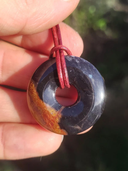 Achat black schwarz 30mm - Edelstein Donut Kette Mann Frau Vater Mutter Tochter Freund Heilstein Glück Schmuck Hippie Natur Rarität Geschenk - Art of Nature Berlin