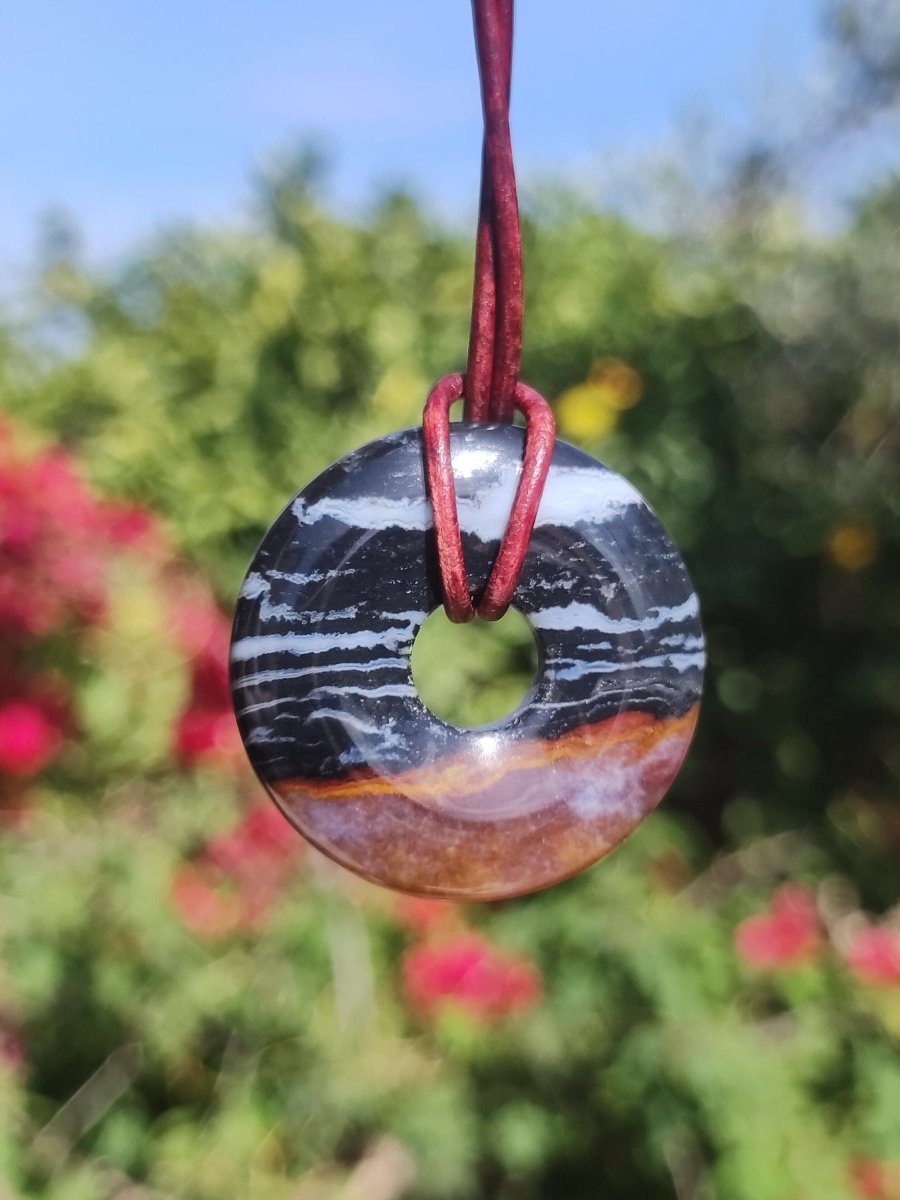 Achat black schwarz 30mm - Edelstein Donut Kette Mann Frau Vater Mutter Tochter Freund Heilstein Glück Schmuck Hippie Natur Rarität Geschenk - Art of Nature Berlin