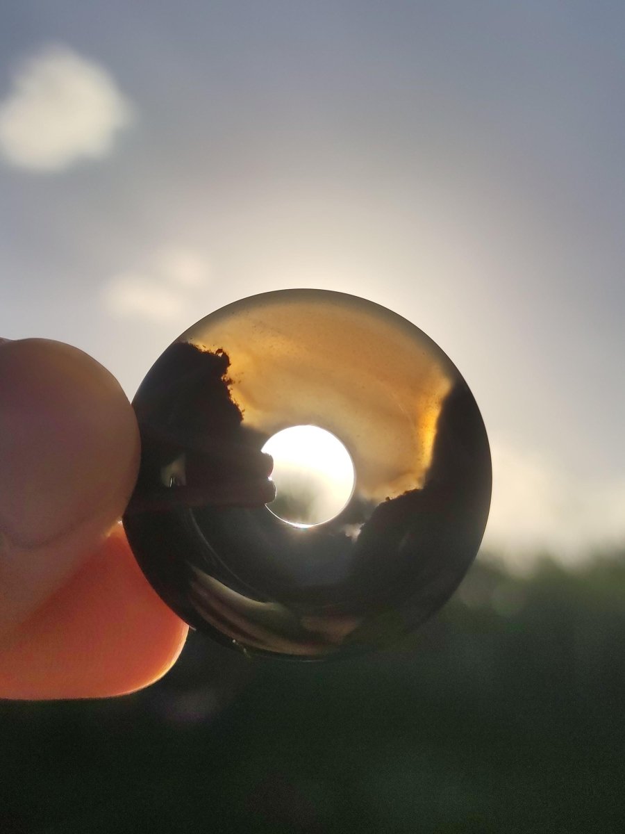Achat black schwarz 30mm - Edelstein Donut Kette Mann Frau Vater Mutter Tochter Freund Heilstein Glück Schmuck Hippie Natur Rarität Geschenk - Art of Nature Berlin