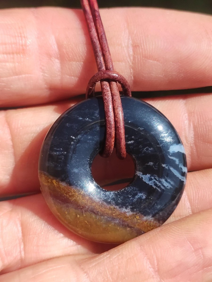 Achat black schwarz 30mm - Edelstein Donut Kette Mann Frau Vater Mutter Tochter Freund Heilstein Glück Schmuck Hippie Natur Rarität Geschenk - Art of Nature Berlin