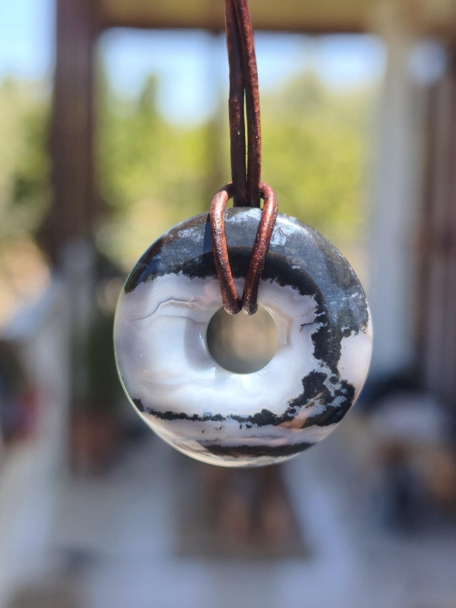 Achat black schwarz 30mm - Edelstein Donut Kette Mann Frau Vater Mutter Tochter Freund Heilstein Glück Schmuck Hippie Natur Rarität Geschenk - Art of Nature Berlin