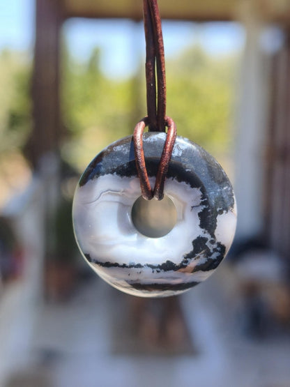 Achat black schwarz 30mm - Edelstein Donut Kette Mann Frau Vater Mutter Tochter Freund Heilstein Glück Schmuck Hippie Natur Rarität Geschenk - Art of Nature Berlin