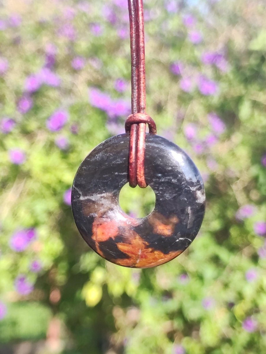 Achat black schwarz 30mm - Edelstein Donut Kette Mann Frau Vater Mutter Tochter Freund Heilstein Glück Schmuck Hippie Natur Rarität Geschenk - Art of Nature Berlin