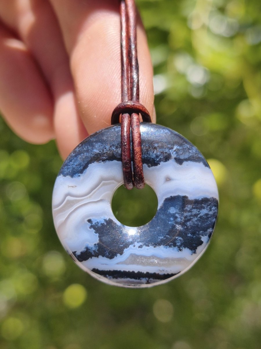 Achat black schwarz 30mm - Edelstein Donut Kette Mann Frau Vater Mutter Tochter Freund Heilstein Glück Schmuck Hippie Natur Rarität Geschenk - Art of Nature Berlin