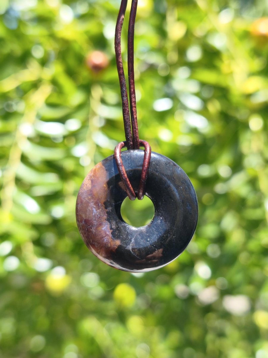 Achat black schwarz 30mm - Edelstein Donut Kette Mann Frau Vater Mutter Tochter Freund Heilstein Glück Schmuck Hippie Natur Rarität Geschenk - Art of Nature Berlin