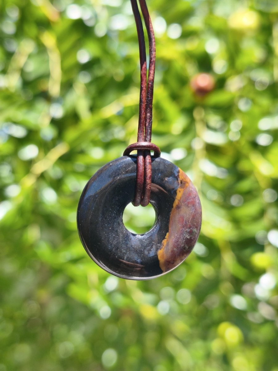 Achat black schwarz 30mm - Edelstein Donut Kette Mann Frau Vater Mutter Tochter Freund Heilstein Glück Schmuck Hippie Natur Rarität Geschenk - Art of Nature Berlin