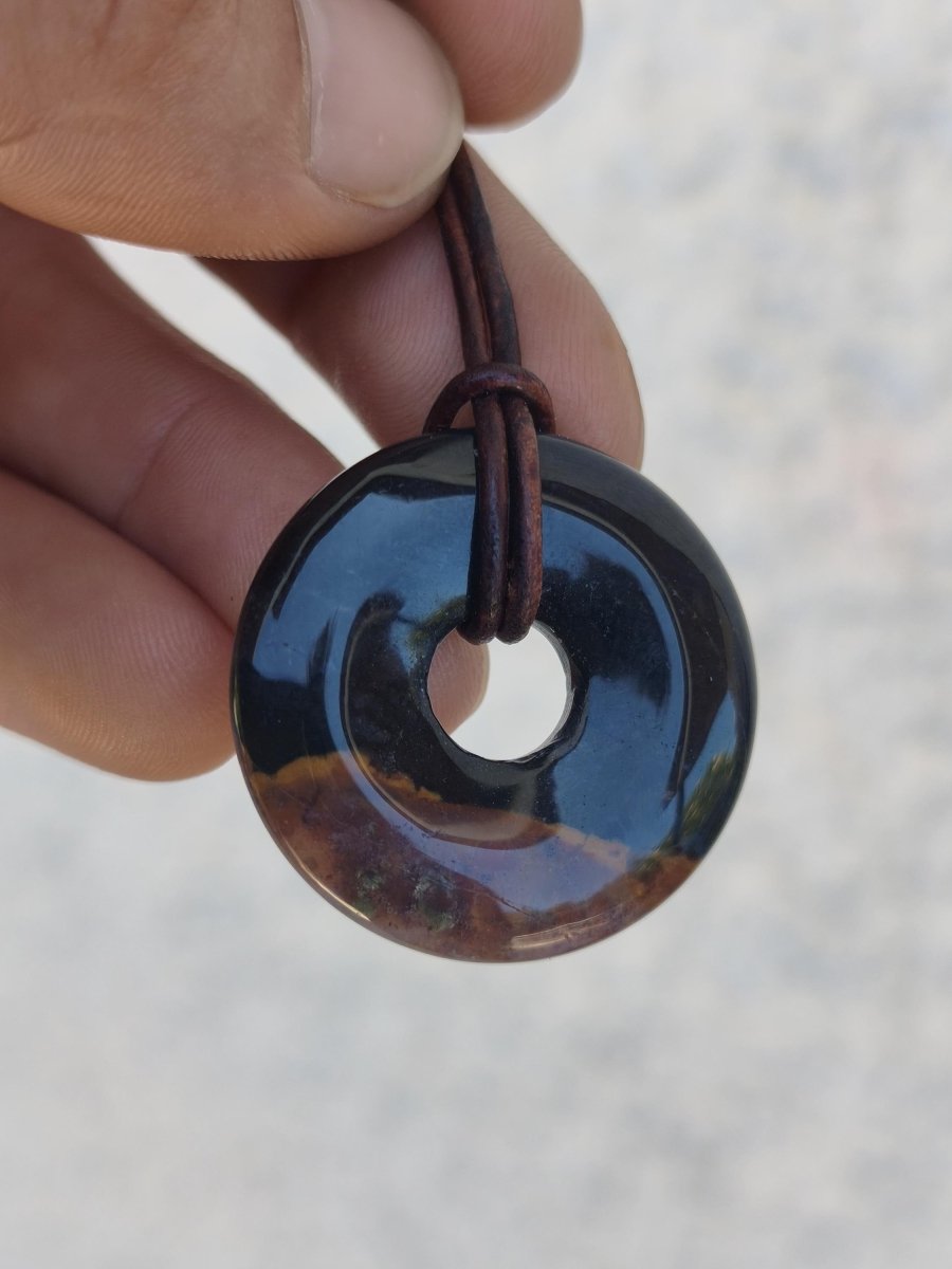 Achat black schwarz 30mm - Edelstein Donut Kette Mann Frau Vater Mutter Tochter Freund Heilstein Glück Schmuck Hippie Natur Rarität Geschenk - Art of Nature Berlin