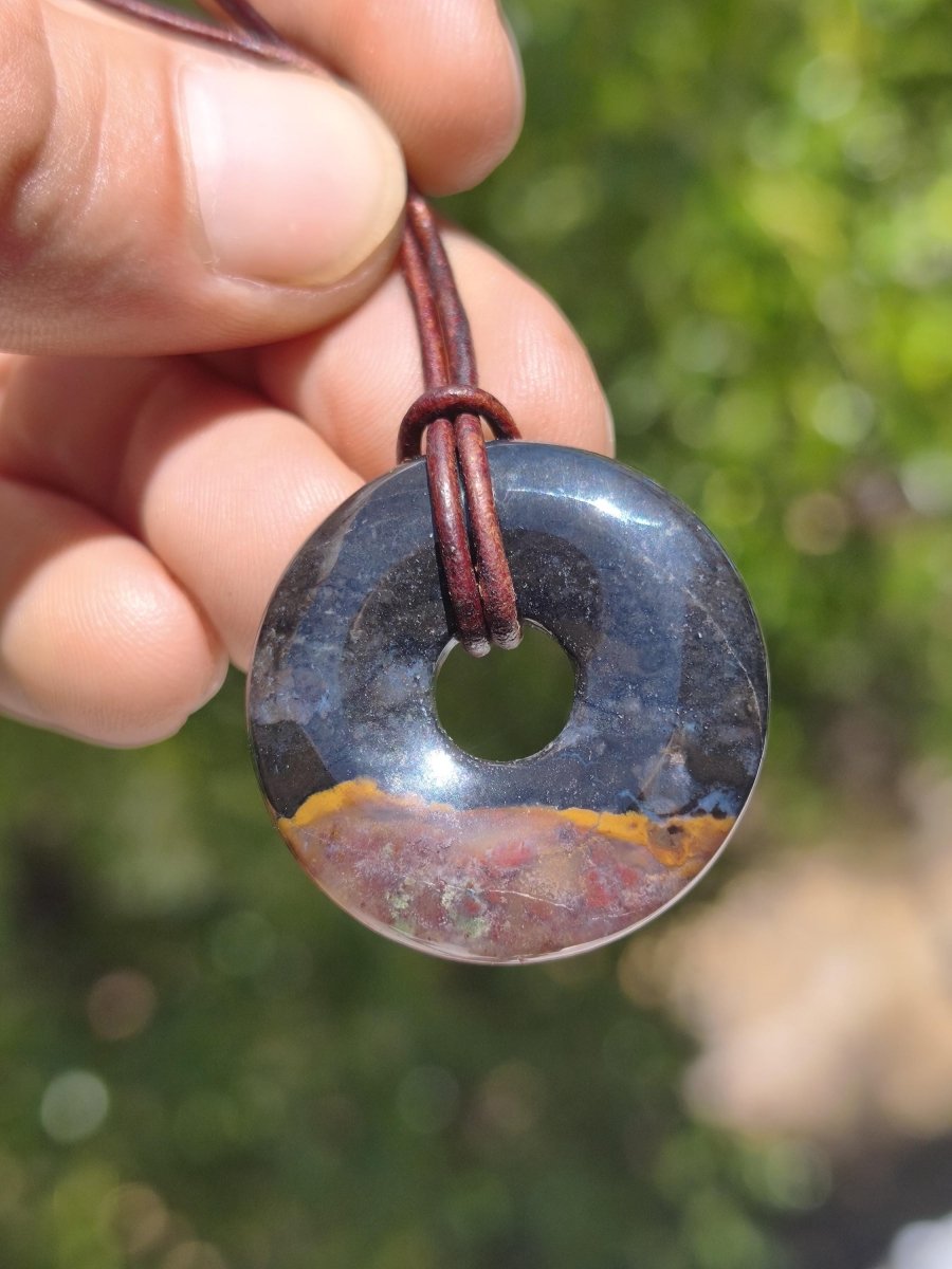 Achat black schwarz 30mm - Edelstein Donut Kette Mann Frau Vater Mutter Tochter Freund Heilstein Glück Schmuck Hippie Natur Rarität Geschenk - Art of Nature Berlin