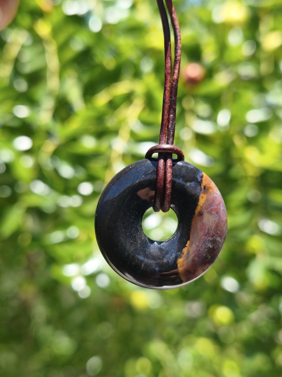 Achat black schwarz 30mm - Edelstein Donut Kette Mann Frau Vater Mutter Tochter Freund Heilstein Glück Schmuck Hippie Natur Rarität Geschenk - Art of Nature Berlin