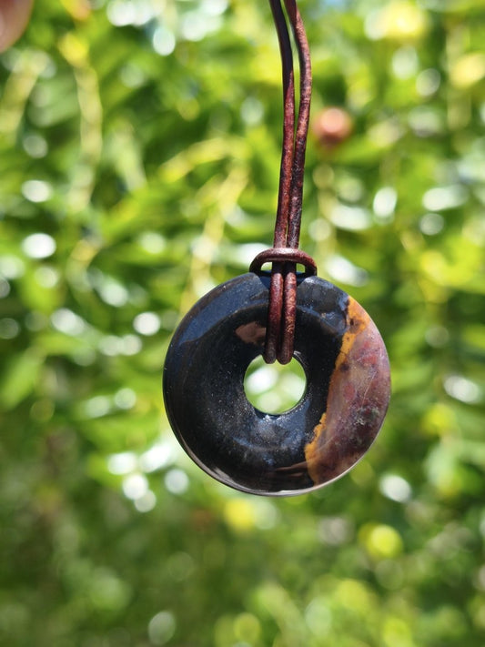 Achat black schwarz 30mm - Edelstein Donut Kette Mann Frau Vater Mutter Tochter Freund Heilstein Glück Schmuck Hippie Natur Rarität Geschenk - Art of Nature Berlin