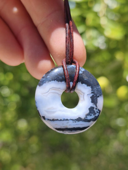 Achat black schwarz 30mm - Edelstein Donut Kette Mann Frau Vater Mutter Tochter Freund Heilstein Glück Schmuck Hippie Natur Rarität Geschenk - Art of Nature Berlin