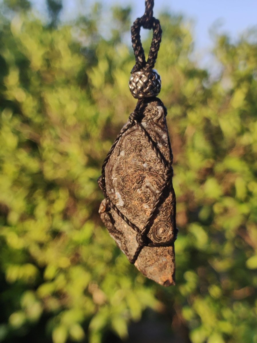 Achat Druzy Geode - Makramee Edelstein Kette Boho Ethno Vintage Natur Heilstein Energie Gechenk Er Sie Mann Frau Freundin Handarbeit Berlin - Art of Nature Berlin