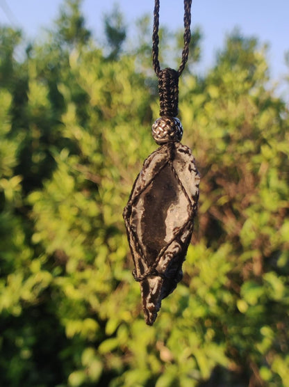 Achat Druzy Geode - Makramee Edelstein Kette Boho Ethno Vintage Natur Heilstein Energie Gechenk Er Sie Mann Frau Freundin Handarbeit Berlin - Art of Nature Berlin