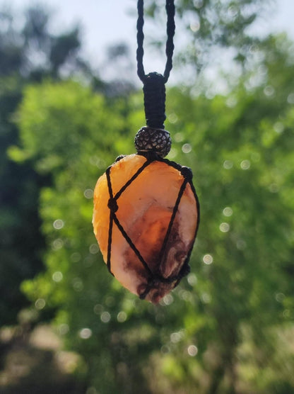 Achat Druzy Geode - Makramee Edelstein Kette Boho Ethno Vintage Natur Heilstein Energie Gechenk Er Sie Mann Frau Freundin Handarbeit Berlin - Art of Nature Berlin