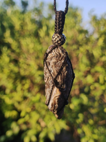 Achat Druzy Geode - Makramee Edelstein Kette Boho Ethno Vintage Natur Heilstein Energie Gechenk Er Sie Mann Frau Freundin Handarbeit Berlin - Art of Nature Berlin