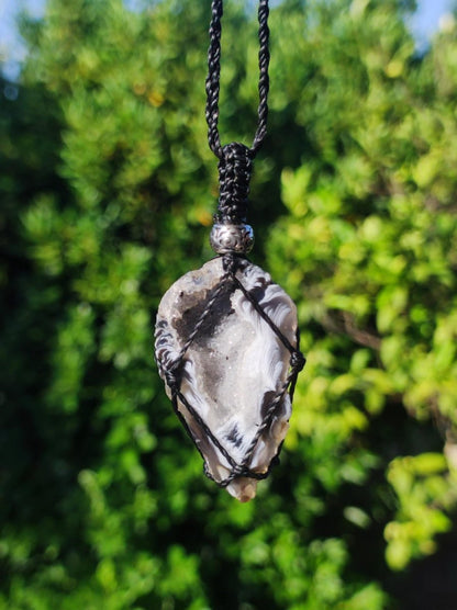 Achat Druzy Geode - Makramee Edelstein Kette Boho Ethno Vintage Natur Heilstein Energie Gechenk Er Sie Mann Frau Freundin Handarbeit Berlin - Art of Nature Berlin