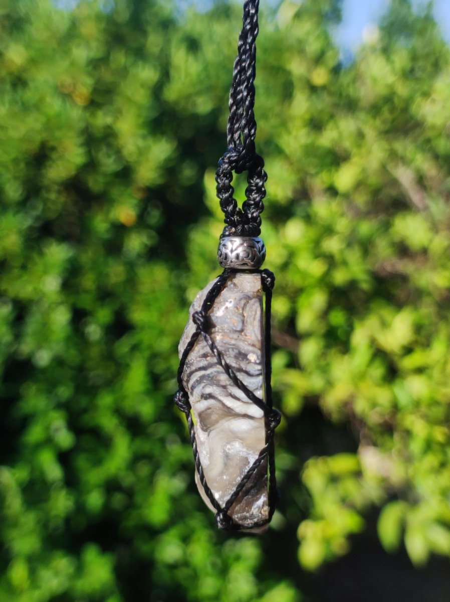 Achat Druzy Geode - Makramee Edelstein Kette Boho Ethno Vintage Natur Heilstein Energie Gechenk Er Sie Mann Frau Freundin Handarbeit Berlin - Art of Nature Berlin