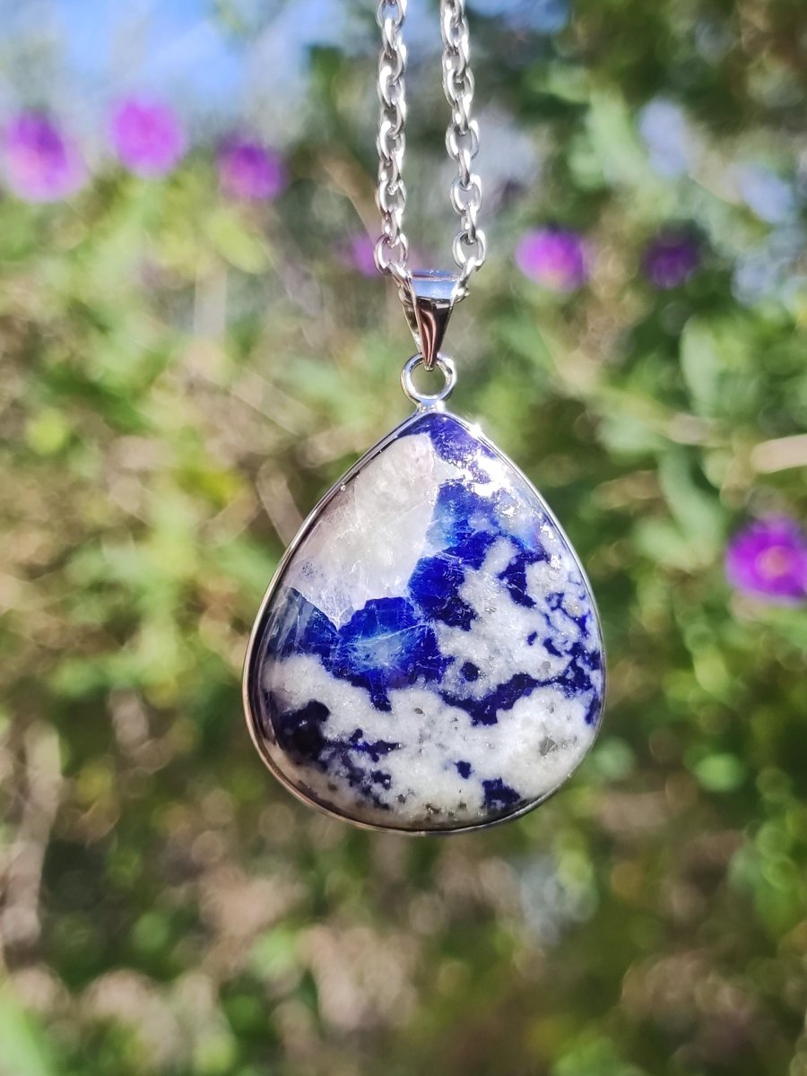 Afghanit AAA ~ 925 Silber Edelstein Kette Heilstein Natur Blau Rarität Edel Mann Frau Geschenk Er Sie Freundin Energie Kraft Ruhe Glück - Art of Nature Berlin