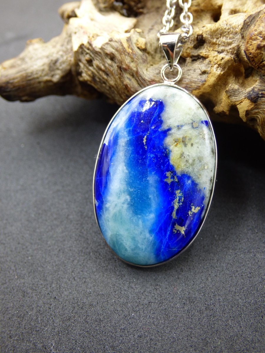 Afghanit AAA ~ 925 Silber Edelstein Kette Heilstein Natur Blau Rarität Edel Mann Frau Geschenk Er Sie Freundin Energie Kraft Ruhe Glück - Art of Nature Berlin