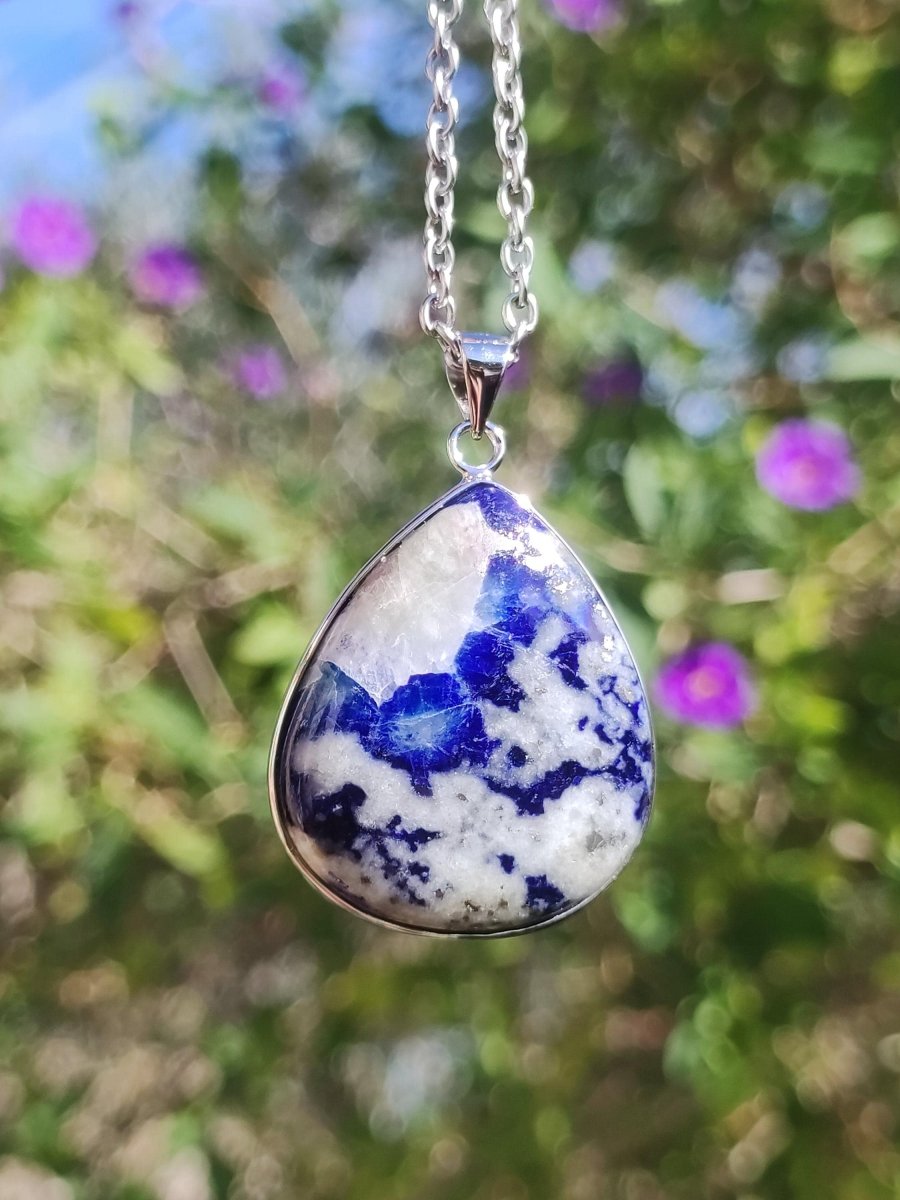 Afghanit AAA ~ 925 Silber Edelstein Kette Heilstein Natur Blau Rarität Edel Mann Frau Geschenk Er Sie Freundin Energie Kraft Ruhe Glück - Art of Nature Berlin