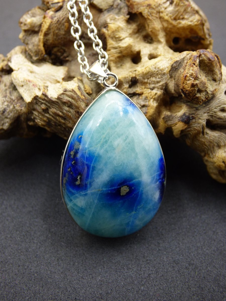 Afghanit AAA ~ 925 Silber Edelstein Kette Heilstein Natur Blau Rarität Edel Mann Frau Geschenk Er Sie Freundin Energie Kraft Ruhe Glück - Art of Nature Berlin