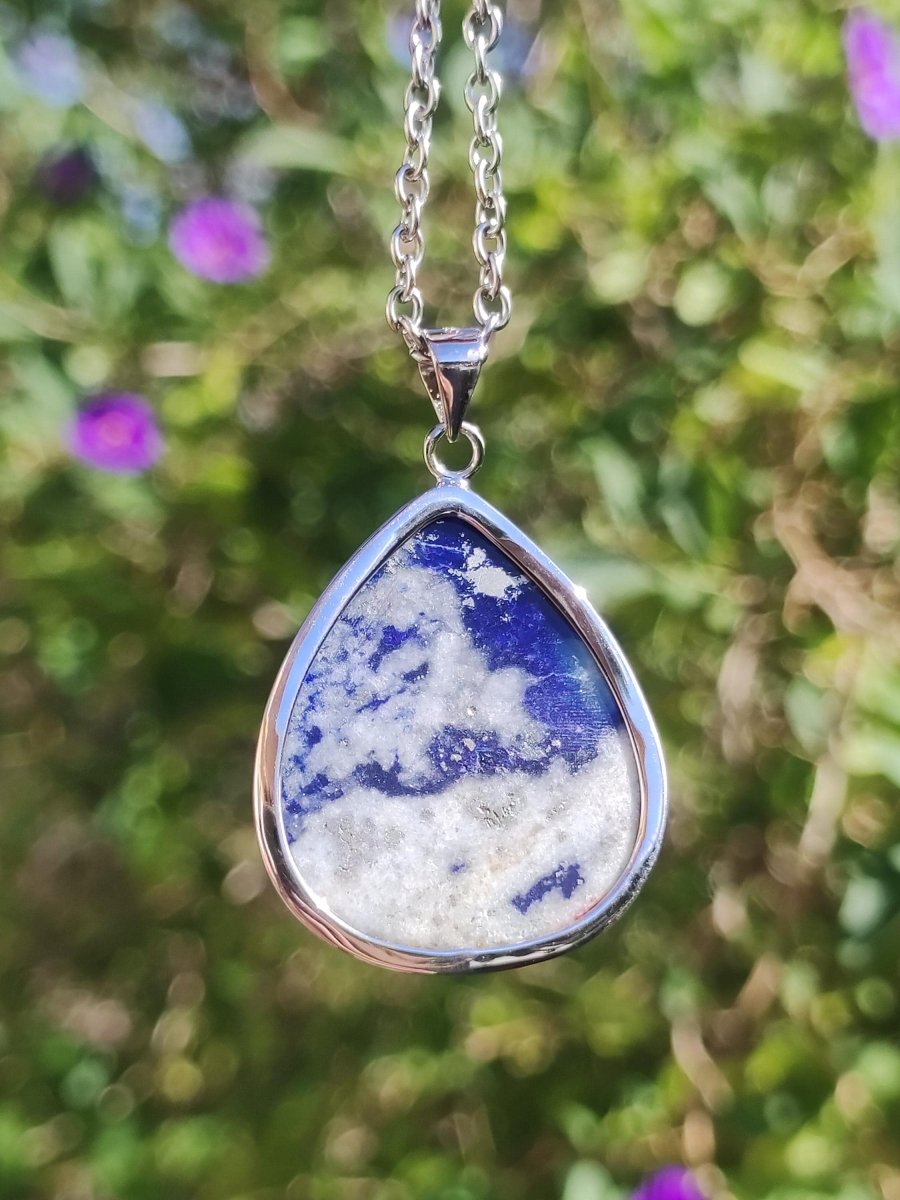 Afghanit AAA ~ 925 Silber Edelstein Kette Heilstein Natur Blau Rarität Edel Mann Frau Geschenk Er Sie Freundin Energie Kraft Ruhe Glück - Art of Nature Berlin