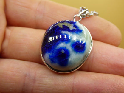 Afghanit AAA ~ 925 Silber Edelstein Kette Heilstein Natur Blau Rarität Edel Mann Frau Geschenk Er Sie Freundin Energie Kraft Ruhe Glück - Art of Nature Berlin