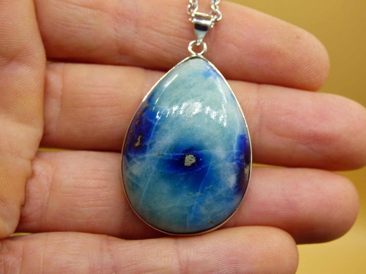 Afghanit AAA ~ 925 Silber Edelstein Kette Heilstein Natur Blau Rarität Edel Mann Frau Geschenk Er Sie Freundin Energie Kraft Ruhe Glück - Art of Nature Berlin