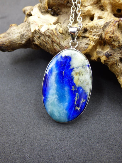 Afghanit AAA ~ 925 Silber Edelstein Kette Heilstein Natur Blau Rarität Edel Mann Frau Geschenk Er Sie Freundin Energie Kraft Ruhe Glück - Art of Nature Berlin