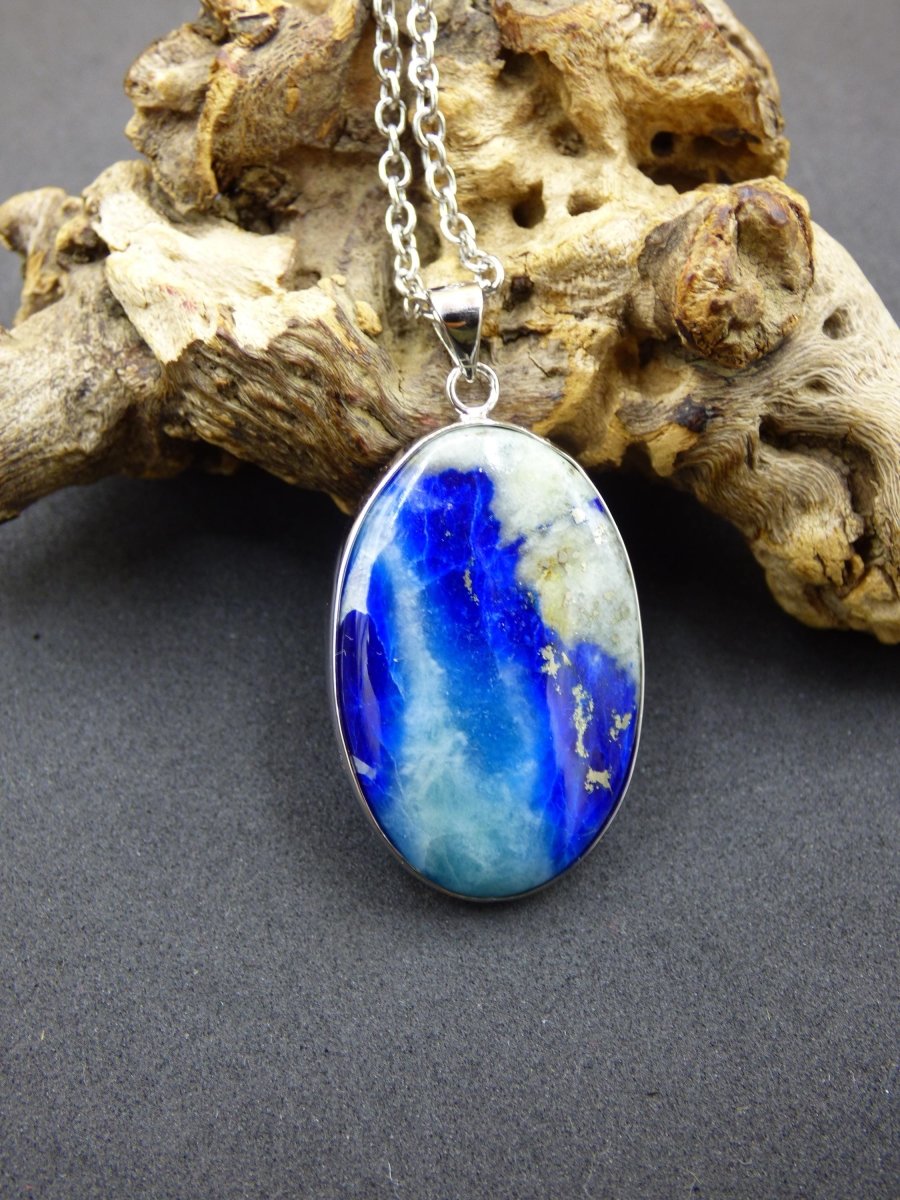 Afghanit AAA ~ 925 Silber Edelstein Kette Heilstein Natur Blau Rarität Edel Mann Frau Geschenk Er Sie Freundin Energie Kraft Ruhe Glück - Art of Nature Berlin