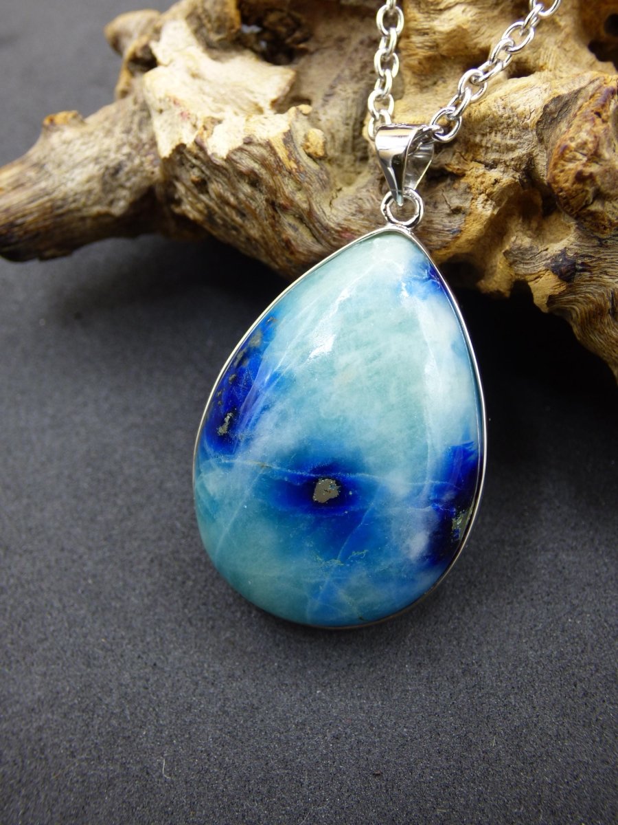 Afghanit AAA ~ 925 Silber Edelstein Kette Heilstein Natur Blau Rarität Edel Mann Frau Geschenk Er Sie Freundin Energie Kraft Ruhe Glück - Art of Nature Berlin