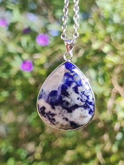 Afghanit AAA ~ 925 Silber Edelstein Kette Heilstein Natur Blau Rarität Edel Mann Frau Geschenk Er Sie Freundin Energie Kraft Ruhe Glück - Art of Nature Berlin