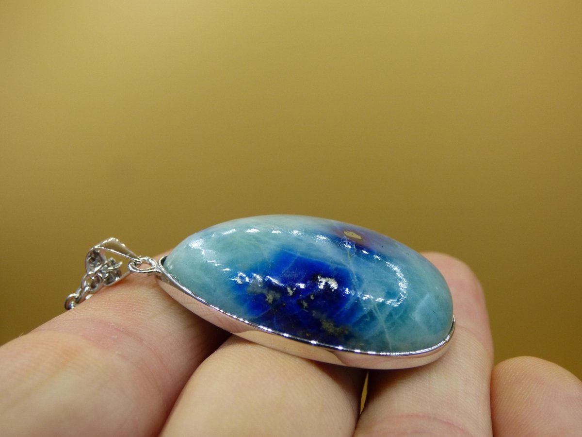 Afghanit AAA ~ 925 Silber Edelstein Kette Heilstein Natur Blau Rarität Edel Mann Frau Geschenk Er Sie Freundin Energie Kraft Ruhe Glück - Art of Nature Berlin