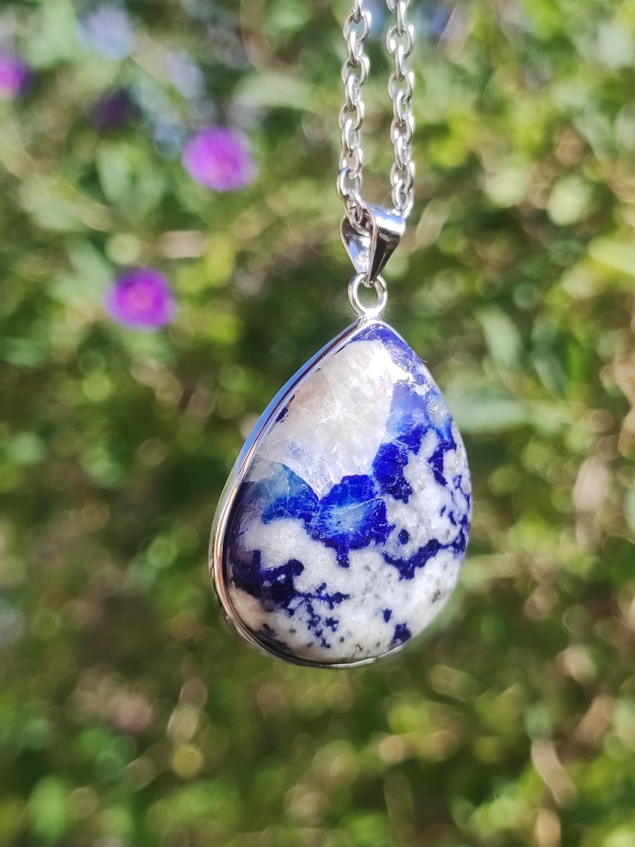 Afghanit AAA ~ 925 Silber Edelstein Kette Heilstein Natur Blau Rarität Edel Mann Frau Geschenk Er Sie Freundin Energie Kraft Ruhe Glück - Art of Nature Berlin