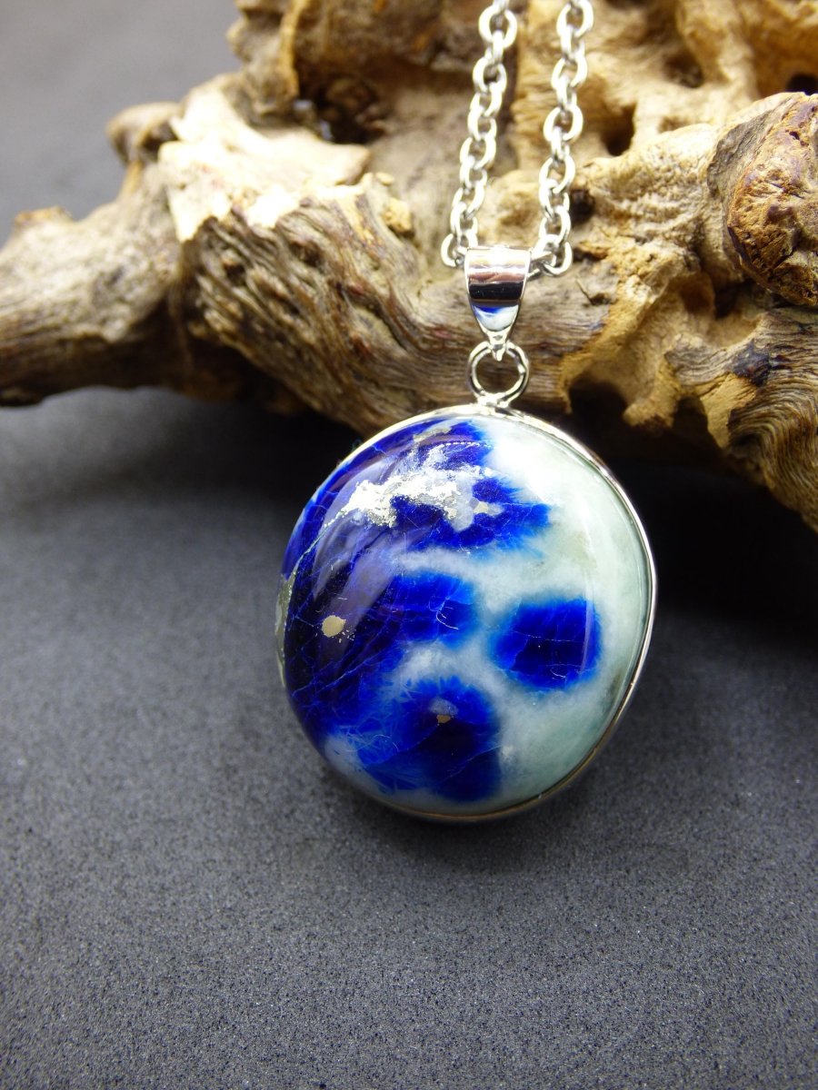 Afghanit AAA ~ 925 Silber Edelstein Kette Heilstein Natur Blau Rarität Edel Mann Frau Geschenk Er Sie Freundin Energie Kraft Ruhe Glück - Art of Nature Berlin