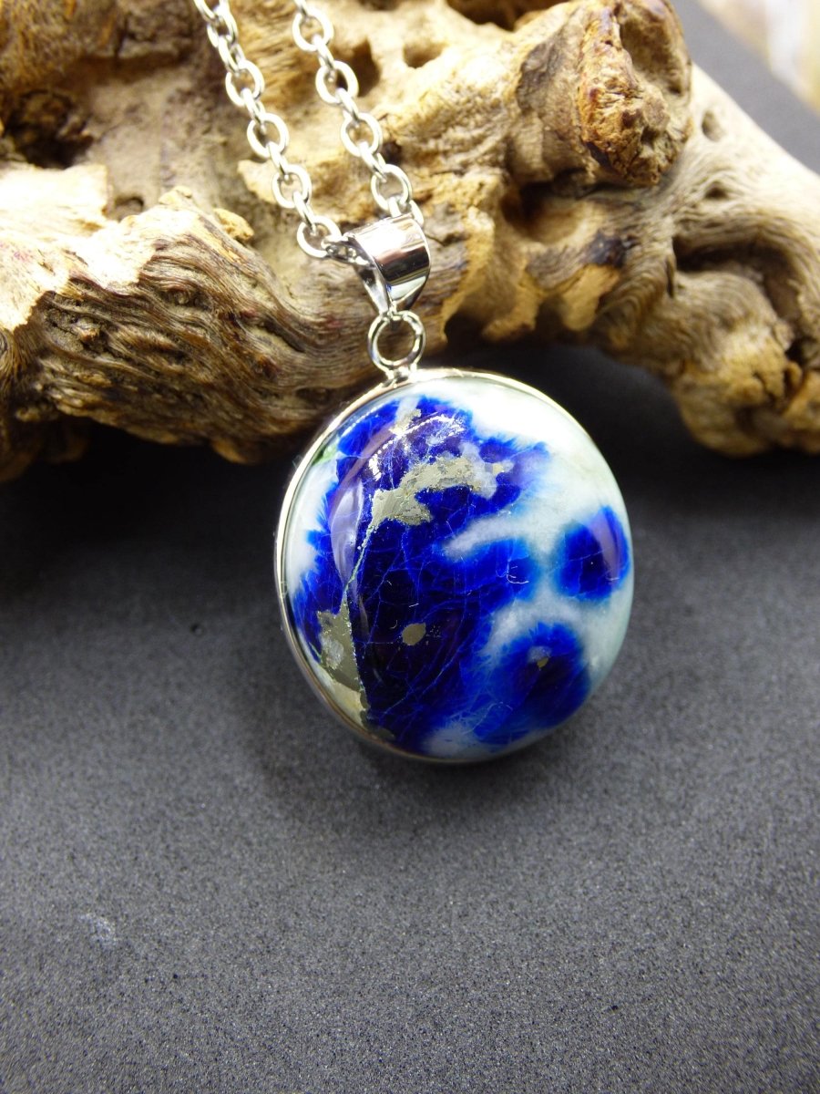 Afghanit AAA ~ 925 Silber Edelstein Kette Heilstein Natur Blau Rarität Edel Mann Frau Geschenk Er Sie Freundin Energie Kraft Ruhe Glück - Art of Nature Berlin