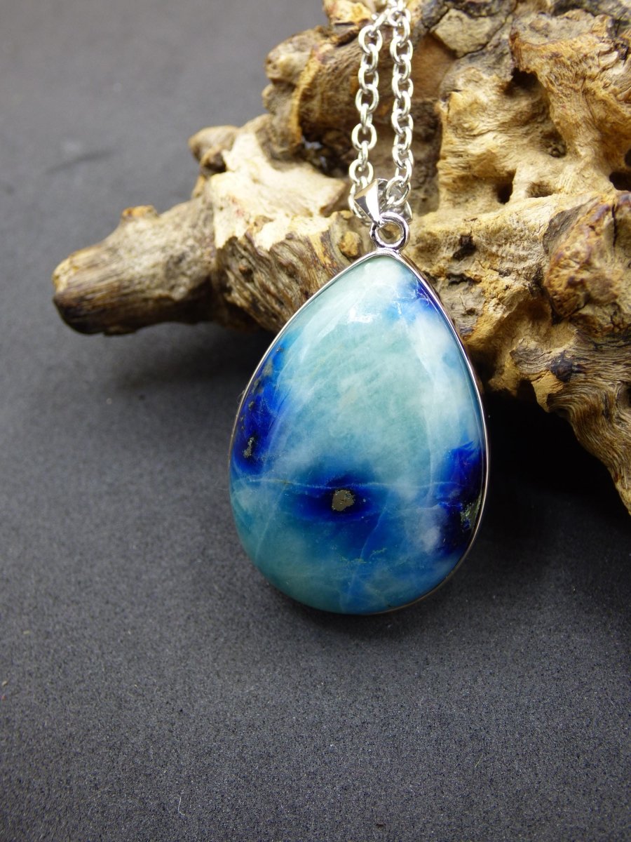Afghanit AAA ~ 925 Silber Edelstein Kette Heilstein Natur Blau Rarität Edel Mann Frau Geschenk Er Sie Freundin Energie Kraft Ruhe Glück - Art of Nature Berlin