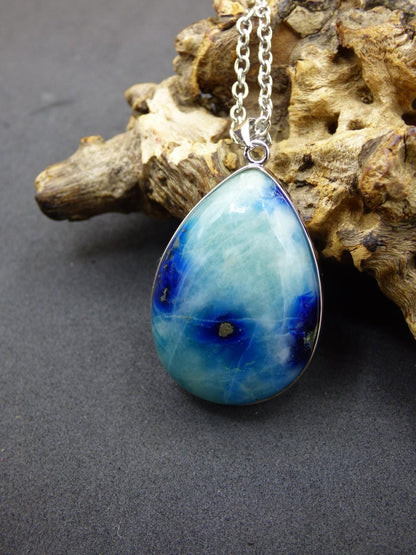 Afghanit AAA ~ 925 Silber Edelstein Kette Heilstein Natur Blau Rarität Edel Mann Frau Geschenk Er Sie Freundin Energie Kraft Ruhe Glück - Art of Nature Berlin